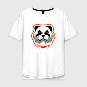 Мужская футболка хлопок Oversize с принтом Панда с красными глазами в Курске, 100% хлопок | свободный крой, круглый ворот, “спинка” длиннее передней части | cute | dog | pitbull | woof | американский питбультерьер | гав | забавный | пес | песель | песик | питбуль | смешной | собака | собачка | щенок