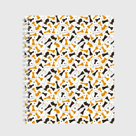 Тетрадь с принтом Шахматные Фигуры в Курске, 100% бумага | 48 листов, плотность листов — 60 г/м2, плотность картонной обложки — 250 г/м2. Листы скреплены сбоку удобной пружинной спиралью. Уголки страниц и обложки скругленные. Цвет линий — светло-серый
 | chess | игра | король | ладья | математика | пешка | ферзь | чёрно белые | шах и мат | шахматист | шахматная доска | шахматные фигуры | шахматы