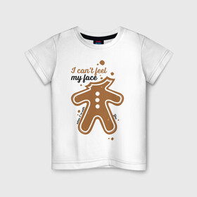 Детская футболка хлопок с принтом Печенька в Курске, 100% хлопок | круглый вырез горловины, полуприлегающий силуэт, длина до линии бедер | Тематика изображения на принте: арт | иллюстрация | печенье | печенька | пряник