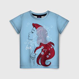 Детская футболка 3D с принтом Ariel and Flounder в Курске, 100% гипоаллергенный полиэфир | прямой крой, круглый вырез горловины, длина до линии бедер, чуть спущенное плечо, ткань немного тянется | ariel | disney | princess | sea | shtatdis | ариэль | дисней | русалочка