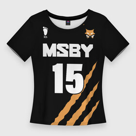 Женская футболка 3D Slim с принтом 15  MSBY  BLACK JACKALS в Курске,  |  | black jackals | fly high | haikyuu | msby | sakusa | аниме | волейбол | карасуно | некома | хайкью карасуно | хината