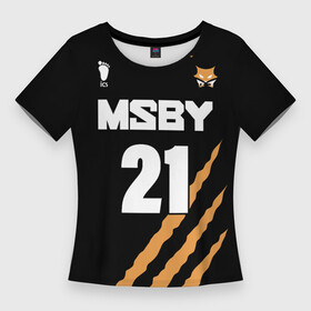 Женская футболка 3D Slim с принтом 21  MSBY  BLACK JACKALS в Курске,  |  | black jackals | fly high | haikyuu | hinata | msby | аниме | волейбол | карасуно | некома | хайкью карасуно | хината