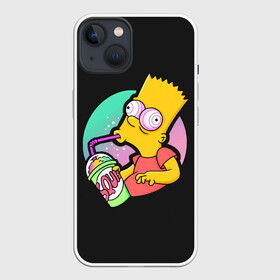 Чехол для iPhone 13 с принтом Барт с содой в Курске,  |  | bart | simpsons | the simpson | барт | мульт | мультфильм | симпсоны