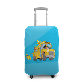 Чехол для чемодана 3D с принтом Автобус в Неверленд в Курске, 86% полиэфир, 14% спандекс | двустороннее нанесение принта, прорези для ручек и колес | bart | gomer | liza | simpsons | the simpson | барт | гомер | лиза | мульт | мультфильм | симпсоны