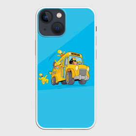 Чехол для iPhone 13 mini с принтом Автобус в Неверленд в Курске,  |  | bart | gomer | liza | simpsons | the simpson | барт | гомер | лиза | мульт | мультфильм | симпсоны