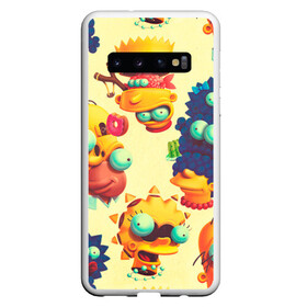 Чехол для Samsung Galaxy S10 с принтом Crazy Simpsons в Курске, Силикон | Область печати: задняя сторона чехла, без боковых панелей | bart | gomer | liza | simpsons | the simpson | барт | гомер | лиза | мардж | мульт | мультфильм | симпсоны