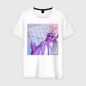 Мужская футболка хлопок с принтом PLiberty в Курске, 100% хлопок | прямой крой, круглый вырез горловины, длина до линии бедер, слегка спущенное плечо. | internet | japanese | liberty | memes | teenager | waporwave | webpunk