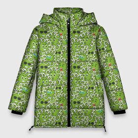 Женская зимняя куртка Oversize с принтом КоронаВирус в Курске, верх — 100% полиэстер; подкладка — 100% полиэстер; утеплитель — 100% полиэстер | длина ниже бедра, силуэт Оверсайз. Есть воротник-стойка, отстегивающийся капюшон и ветрозащитная планка. 

Боковые карманы с листочкой на кнопках и внутренний карман на молнии | emoji | emoticons | smile | знак | колобок | позитив | рожица | символ | смайл | смайлики | улыбка | эмодзи