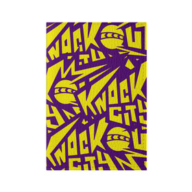 Обложка для паспорта матовая кожа с принтом Knockout City (лого узор) в Курске, натуральная матовая кожа | размер 19,3 х 13,7 см; прозрачные пластиковые крепления | dodgeball | knockout | knockout city | вышибалы | игры
