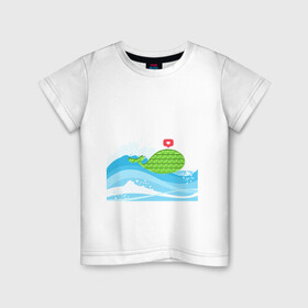 Детская футболка хлопок с принтом Simple Dimple / Pop it в Курске, 100% хлопок | круглый вырез горловины, полуприлегающий силуэт, длина до линии бедер | pop it | simple dimple | волны | кит | кит на море | лайк | море | небо | попит | рыбка | сердечко | симпл димпл | тренды | шторм