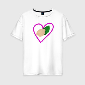 Женская футболка хлопок Oversize с принтом любовь к пельменям в Курске, 100% хлопок | свободный крой, круглый ворот, спущенный рукав, длина до линии бедер
 | еда | лаврушка | пельмень | пища | сердечко