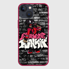 Чехол для iPhone 13 mini с принтом Friday Night Funkin A.G.O.T.I. в Курске,  |  | agoti | character | fnf | аготи | буквы | игра | красный | логотип | микрофон | персонаж friday night funkin | рисовка | розовый | фрайдей