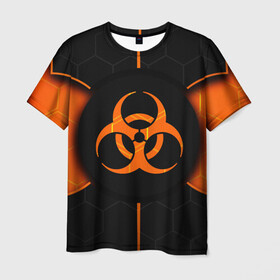 Мужская футболка 3D с принтом ХИМИЧЕСКАЯ ОПАСНОСТЬ 3D в Курске, 100% полиэфир | прямой крой, круглый вырез горловины, длина до линии бедер | вредные | знак | опасность | соты | текстура | химия