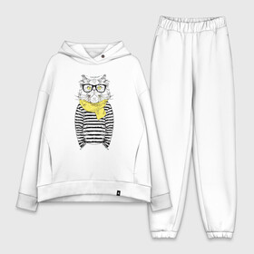 Женский костюм хлопок Oversize с принтом Hipster Cat в Курске,  |  | animal | cat | cute | hipster | kitty | meow | друг | животные | киска | кися | китти | кот | котенок | котик | котэ | кошечка | кошка | мур | мяу | питомец | хипстер