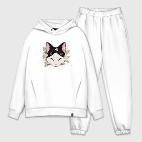 Мужской костюм хлопок OVERSIZE с принтом Kitty Flowers в Курске,  |  | animal | cat | cute | kitty | meow | друг | животные | киска | кися | китти | кот | котенок | котик | котэ | кошечка | кошка | мур | мяу | питомец | цветы