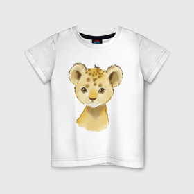 Детская футболка хлопок с принтом Нарисованный львенок  в Курске, 100% хлопок | круглый вырез горловины, полуприлегающий силуэт, длина до линии бедер | иллюстрации | кошки | львенок | милые звери | рисунки | хужожники