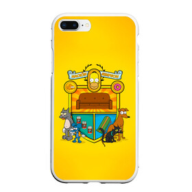 Чехол для iPhone 7Plus/8 Plus матовый с принтом Simpsons nation в Курске, Силикон | Область печати: задняя сторона чехла, без боковых панелей | gomer | simpsons | the simpson | гомер | мульт | мультфильм | симпсоны