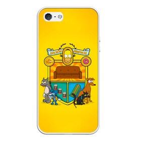 Чехол для iPhone 5/5S матовый с принтом Simpsons nation в Курске, Силикон | Область печати: задняя сторона чехла, без боковых панелей | gomer | simpsons | the simpson | гомер | мульт | мультфильм | симпсоны