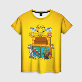 Женская футболка 3D с принтом Simpsons nation в Курске, 100% полиэфир ( синтетическое хлопкоподобное полотно) | прямой крой, круглый вырез горловины, длина до линии бедер | gomer | simpsons | the simpson | гомер | мульт | мультфильм | симпсоны