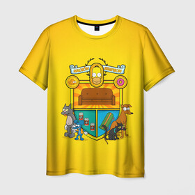 Мужская футболка 3D с принтом Simpsons nation в Курске, 100% полиэфир | прямой крой, круглый вырез горловины, длина до линии бедер | Тематика изображения на принте: gomer | simpsons | the simpson | гомер | мульт | мультфильм | симпсоны