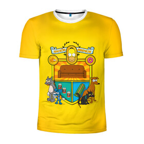 Мужская футболка 3D спортивная с принтом Simpsons nation в Курске, 100% полиэстер с улучшенными характеристиками | приталенный силуэт, круглая горловина, широкие плечи, сужается к линии бедра | gomer | simpsons | the simpson | гомер | мульт | мультфильм | симпсоны