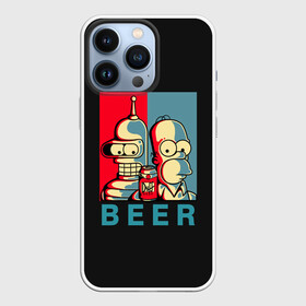 Чехол для iPhone 13 Pro с принтом Гомер х Бендер в Курске,  |  | Тематика изображения на принте: bender | futurama | gomer | simpsons | the simpson | бендер | гомер | мульт | мультфильм | симпсоны | футурама