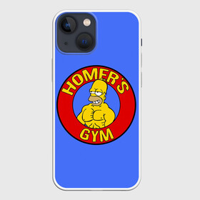 Чехол для iPhone 13 mini с принтом Спортзал Гомера в Курске,  |  | gomer | gym | simpsons | the simpson | гомер | качалка | мульт | мультфильм | симпсоны | спортзал | спортсменам | спортсмену