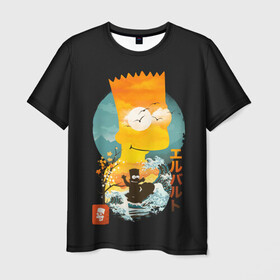 Мужская футболка 3D с принтом Барт в Азии в Курске, 100% полиэфир | прямой крой, круглый вырез горловины, длина до линии бедер | bart | simpsons | the simpson | азия | барт | мульт | мультфильм | симпсоны | япония