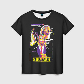 Женская футболка 3D с принтом Kurt Cobain в Курске, 100% полиэфир ( синтетическое хлопкоподобное полотно) | прямой крой, круглый вырез горловины, длина до линии бедер | alternative | kurt cobain | metall | music | nirvana | rock | альтернатива | курт кобейн | курт кобэйн | металл | музыка | нирвана | нирванна | рок