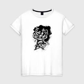 Женская футболка хлопок с принтом Desperation в Курске, 100% хлопок | прямой крой, круглый вырез горловины, длина до линии бедер, слегка спущенное плечо | horror | monster | змея | монстр | страшный | ужас | хоррор | человек