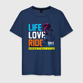Мужская футболка хлопок с принтом BMX Freestyle в Курске, 100% хлопок | прямой крой, круглый вырез горловины, длина до линии бедер, слегка спущенное плечо. | bmx | freestyle | rider | велогонки | рампа | экстремальный спорт | экстрим | экстримрайдер