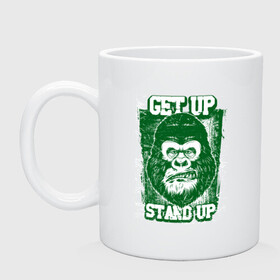 Кружка керамическая с принтом Get Up - Stand Up в Курске, керамика | объем — 330 мл, диаметр — 80 мм. Принт наносится на бока кружки, можно сделать два разных изображения | bob marley | get up | get up stand up | gorilla | stand up | боб марли | вставай | горилла | обезьяна