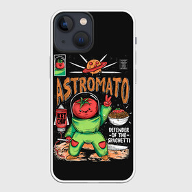 Чехол для iPhone 13 mini с принтом Astromato в Курске,  |  | alive | astronaut | defender | food | galaxy | ketchup | monster | moon | pizza | planet | space | spaghetti | tomato | vegetable | астронавт | галактика | еда | живая | живой | защитник | кетчуп | космос | луна | монстр | овощ | пицца | планета | помидор