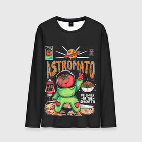 Мужской лонгслив 3D с принтом Astromato в Курске, 100% полиэстер | длинные рукава, круглый вырез горловины, полуприлегающий силуэт | alive | astronaut | defender | food | galaxy | ketchup | monster | moon | pizza | planet | space | spaghetti | tomato | vegetable | астронавт | галактика | еда | живая | живой | защитник | кетчуп | космос | луна | монстр | овощ | пицца | планета | помидор