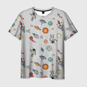 Мужская футболка 3D с принтом Космический астронавт в Курске, 100% полиэфир | прямой крой, круглый вырез горловины, длина до линии бедер | Тематика изображения на принте: космос | луна | млечный путь | ракета | станция