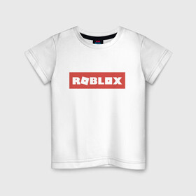 Детская футболка хлопок с принтом Roblox в Курске, 100% хлопок | круглый вырез горловины, полуприлегающий силуэт, длина до линии бедер | game | gamer | logo | minecraft | roblox | simulator | игра | конструктор | лого | симулятор | строительство | фигура