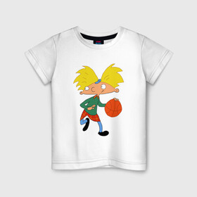 Детская футболка хлопок с принтом Эй, Арнольд в Курске, 100% хлопок | круглый вырез горловины, полуприлегающий силуэт, длина до линии бедер | heyarnold | аронльдсмячом | эйарнольд | эйарнольдпропустидаму