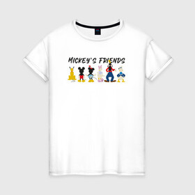 Женская футболка хлопок с принтом Друзья микки в Курске, 100% хлопок | прямой крой, круглый вырез горловины, длина до линии бедер, слегка спущенное плечо | disney | mickey mouse | дисней | микки маус