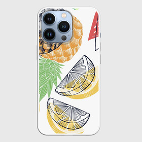 Чехол для iPhone 13 Pro с принтом Сочное настроение в Курске,  |  | Тематика изображения на принте: ананас | иллюстрации. | лето | лимон | настроение
