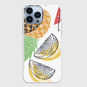 Чехол для iPhone 13 Pro Max с принтом Сочное настроение в Курске,  |  | Тематика изображения на принте: ананас | иллюстрации. | лето | лимон | настроение