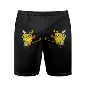 Мужские шорты спортивные с принтом SpongeBob 2s в Курске,  |  | губка боб | два | на коленях | облизывает | спанч боб