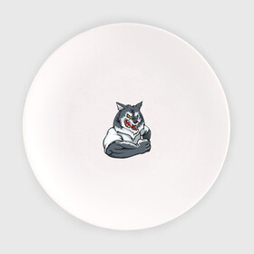 Тарелка с принтом Серый волк в Курске, фарфор | диаметр - 210 мм
диаметр для нанесения принта - 120 мм | wolf | wolf pup | волк | волк злой | серый волк