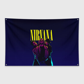 Флаг-баннер с принтом Nirvana Neon в Курске, 100% полиэстер | размер 67 х 109 см, плотность ткани — 95 г/м2; по краям флага есть четыре люверса для крепления | alternative | kurt cobain | metall | music | nirvana | rock | альтернатива | курт кобейн | курт кобэйн | металл | музыка | нирвана | нирванна | рок