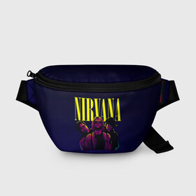 Поясная сумка 3D с принтом Nirvana Neon в Курске, 100% полиэстер | плотная ткань, ремень с регулируемой длиной, внутри несколько карманов для мелочей, основное отделение и карман с обратной стороны сумки застегиваются на молнию | alternative | kurt cobain | metall | music | nirvana | rock | альтернатива | курт кобейн | курт кобэйн | металл | музыка | нирвана | нирванна | рок