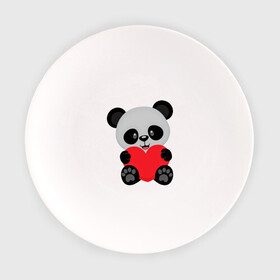 Тарелка с принтом Love Панда в Курске, фарфор | диаметр - 210 мм
диаметр для нанесения принта - 120 мм | маленькая панда | медвежонок | панда | сердце | черно белый медведь