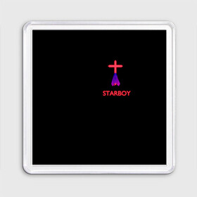 Магнит 55*55 с принтом STARBOY - The Weeknd в Курске, Пластик | Размер: 65*65 мм; Размер печати: 55*55 мм | blinding lights | music | pop | star boy | the weekend | the weeknd | музыка | уикенд