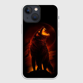 Чехол для iPhone 13 mini с принтом DARK WOLF в Курске,  |  | art | dark | evil | hunter | moon | night | strong | wolf | волк | зло | клыки | луна | ночь | оборотень | оскал | охотник | пасть | сила | тьма | хищник