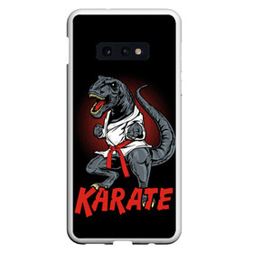 Чехол для Samsung S10E с принтом KARATE T-REX в Курске, Силикон | Область печати: задняя сторона чехла, без боковых панелей | animal | dinosaur | fight | fighter | hunter | karate | red | sport | strong | t rex | боец | бои | динозавр | карате | сила | спорт | тиранозавр | хищник