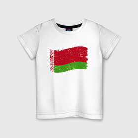 Детская футболка хлопок с принтом Флаг - Беларусь в Курске, 100% хлопок | круглый вырез горловины, полуприлегающий силуэт, длина до линии бедер | belarus | ussr | беларусь | белорус | белоруссия | лукашенко | минск | ссср | страна | турист | флаг