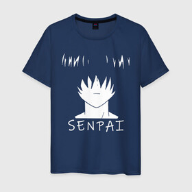 Мужская футболка хлопок с принтом SENPAI V1 в Курске, 100% хлопок | прямой крой, круглый вырез горловины, длина до линии бедер, слегка спущенное плечо. | белый | волосы | лицо | парень